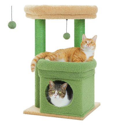 Cat Tree Tower with Cozy Condo & Top Perch Green 2 as picture