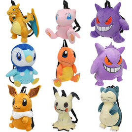 Lusy Store LLC 15 Styles Pokemon Charizard Mimikyu Eevee Snorlax Gengar Mew Mario Koopa Backpack Plush Stuffed Toys Plush