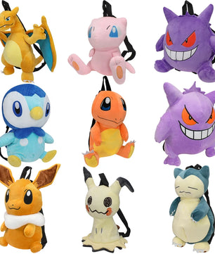 Lusy Store LLC 15 Styles Pokemon Charizard Mimikyu Eevee Snorlax Gengar Mew Mario Koopa Backpack Plush Stuffed Toys Plush