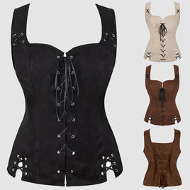 Steampunk Gothic Corsets Vest Tops Women Bustier Renaissance Blouse With Burlesque Pirate Backless Corset Halloween Costumes