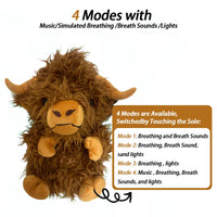 Elephant Plush Toy – Soothing Breathing Companion – Music & Light – Lusy Store Highland Cattle 10"-13"