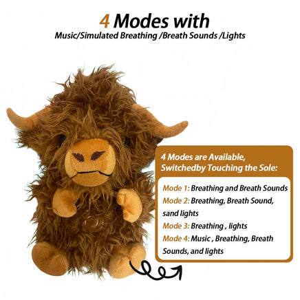 Elephant Plush Toy – Soothing Breathing Companion – Music & Light – Lusy Store Highland Cattle 10"-13"
