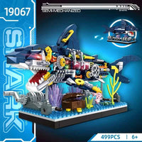 Ocean Shark Marine Biology Building Block set, Marine animal building block toy home with display rack, birthday, holiday gifts 498PCS
