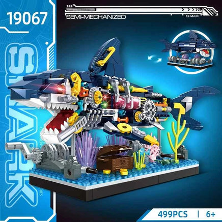 Ocean Shark Marine Biology Building Block set, Marine animal building block toy home with display rack, birthday, holiday gifts 498PCS