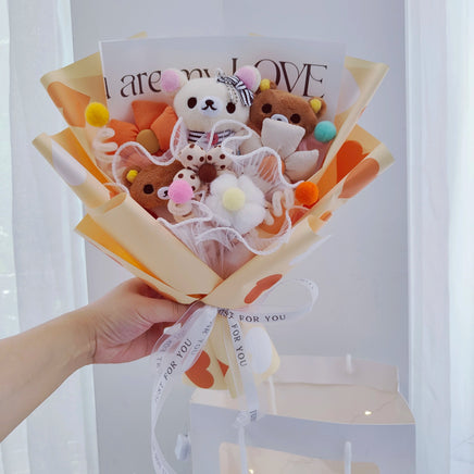 Graduate Teddy Bear Stuffed Animal Plush Toy Lover Rilakkuma With graduation Flower Bouquet Gift Box Birthday Graduation Gifts Gold NO box