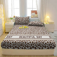 1 Simple Modern Letter Printed Matte Fitted Sheet, Bedroom Printed Bed Cover, Bedding (Excluding Pillowcases) Lusy Store