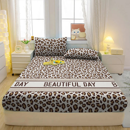 1 Simple Modern Letter Printed Matte Fitted Sheet, Bedroom Printed Bed Cover, Bedding (Excluding Pillowcases) Lusy Store