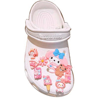 Sanrio Hello Kitty Kuromi Cinnamoroll Sneakers Buckle Set Melody LED Decorations Accessories for Slides Sandals Clogs Gifts 8Pcs Melody