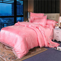 Nordic Satin Jacquard Duvet Cover Set Luxury Flower Bedding Set Adlut Quilt Cover Pillowcases Sheet Twin Queen King Home Texiles Lusy Store