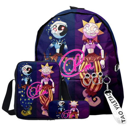 Trendy Popular Funny sundrop fnaf 3D Print 3pcs/Set pupil School Bags Laptop Daypack Backpack Inclined shoulder bag Pencil Case Lusy Store