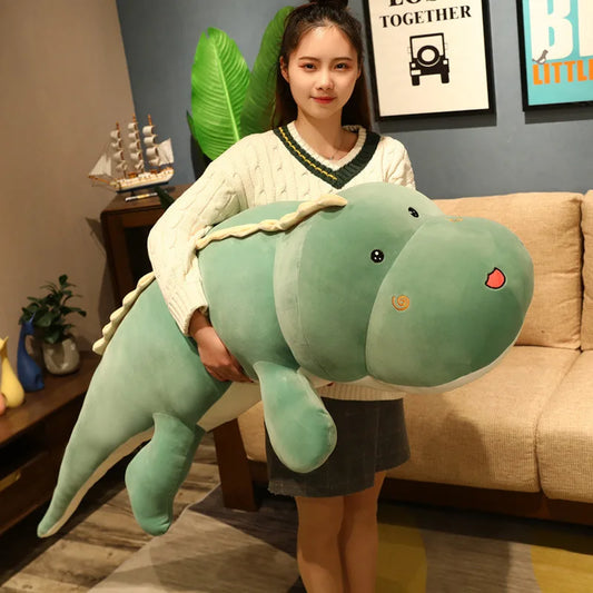 Lusy Store LLC Big Long Cute Dinosaur Plush Toy Soft Cartoon Animal Crocodile Plush Doll Boyfriend Pillow Gift Plush