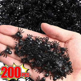50/200pcs Black Mini Spider Haunted House Spider Web Bar Party Decoration Supplies Simulation Tricky Toy Halloween Decoration