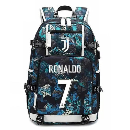 Messi C Ronaldo football bag star around high school students male and female large capacity backpack can be customized Colour blue 3 15 inches