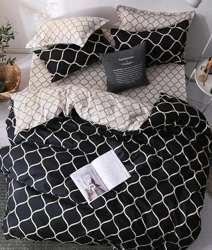 Luxury Black Bedding Comforter Set with Pillow Case SIngle Full Size Bed Linen Duvet Cover Set Queen/King Double Single Bed Lusy Store