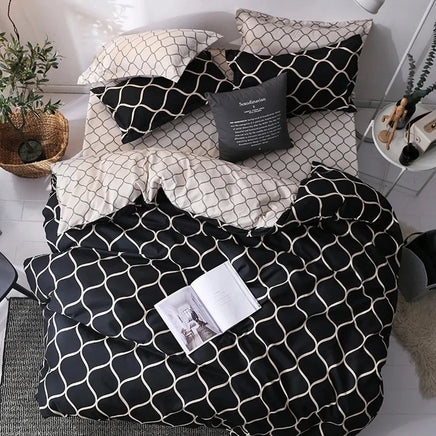 Luxury Black Bedding Comforter Set with Pillow Case SIngle Full Size Bed Linen Duvet Cover Set Queen/King Double Single Bed Lusy Store