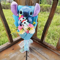 Lusy Store LLC Lilo &amp; Stitch Plush Bouquet &ndash; Soap Rose &amp; Sunflower Floral Gift &ndash; Valentine&rsquo;s, Birthday &amp; Christmas Bouquet