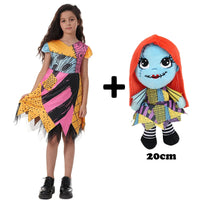 2024 halloween Costumes Kids Girls Cosplay Clothing The Nightmare Before Christmas Children Princess Sally With Bag Suit 2-10T 2pcs set F