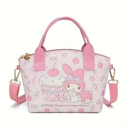 Lovely Sanrio Cinnamoroll Hello Kitty Tote Handbag Stylish Versatile with Adorable Kuromi Mymelody Prints Perfect Shoulder Bag melody