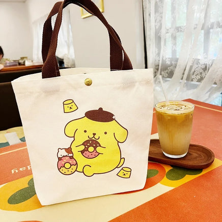 Sanrio Hello Kitty Shoulder Bag For Women Kuromi Cinnamoroll Canvas Shopping Bag Casual Large Capacity Waterproof Girl'S Handbag 09