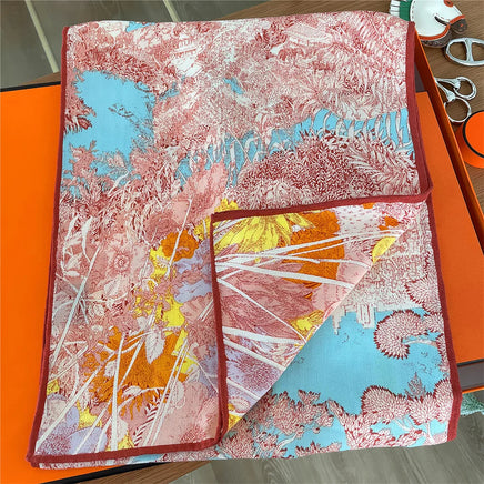 POBING 30% Silk 70%Cashmere Scarf Women Hand Rolled Luxury Printed Long Scarves Wraps Bandana Big Shawls Hijabs Female Foulards Lusy Store