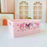 Sanrio Kawaii Hello Kitty My Melody Kuromi Cinnamoroll Desktop Storage Box Foldable Stackable Cosmetic Organizer Desktop Storage 16
