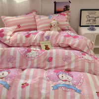 Hello Kitty Bedding Set Kawaii Cartoon Bed Linen Sheet Duvet Cover With Pillowcase Girls Bed Cover Set H