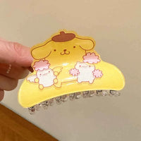 Anime Sanrio Kuromi Acrylic Clip Hello Kitty Cinnamoroll Hairpin Melody Pochacco Pompompurin Clip Girl Hairpin Shark Hair Clips Pudding dog