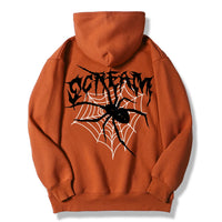 Scream Spiders & Cobwebs Women Hoodies Harajuku Oversize Hoody Fashion Loose Clothing Comfortable Brick Red