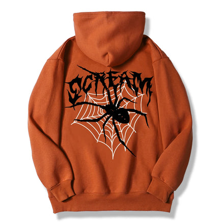 Scream Spiders & Cobwebs Women Hoodies Harajuku Oversize Hoody Fashion Loose Clothing Comfortable Brick Red