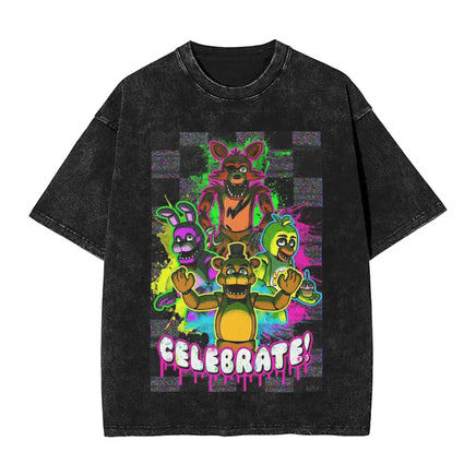 Men Y2K Basic Cotton T-Shirts Summer Bonnie Funny FNAF At Freddys Round Neck Fashion Tee Shirt Custom DIY Oversize Tops 12