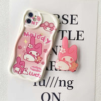 Kuromi Hello Kitty Bracket Bracelet Phone Case For iPhone 16 15 Pro Max 14 11 12 13 Mini XR 8 7 Plus X XS SE Sanrio Cute Cartoon P8