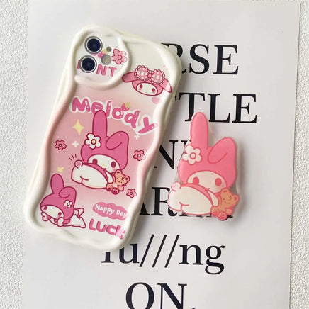 Kuromi Hello Kitty Bracket Bracelet Phone Case For iPhone 16 15 Pro Max 14 11 12 13 Mini XR 8 7 Plus X XS SE Sanrio Cute Cartoon P8