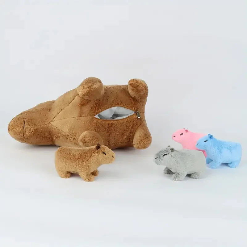 Lusy Store LLC Capybara Mother-child Water Guinea Pig Five-piece Soft Animal Doll Christmas Halloween Holiday Gifts Plush