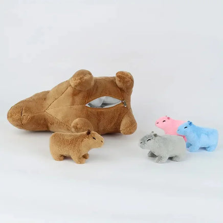 Lusy Store LLC Capybara Mother-child Water Guinea Pig Five-piece Soft Animal Doll Christmas Halloween Holiday Gifts Plush