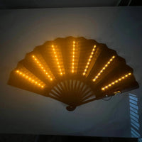 Glow Folding Led Fan Dancing Light Fan Night Show Halloween Christmas Rave Festival Accessories Glow In The Dark Party Supplies yellow 10 inches