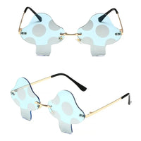Mushroom Shape Sunglasses Irregular Rimless Sun Glasses Retro Trendy Fun Sunglasses for Women Men Halloween Decorations Party Fa