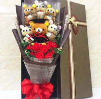 Graduate Teddy Bear Stuffed Animal Plush Toy Lover Rilakkuma With graduation Flower Bouquet Gift Box Birthday Graduation Gifts 5 NO box