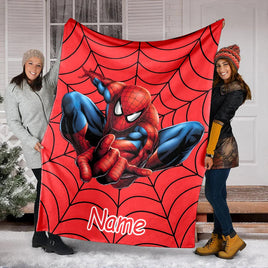Customized Name Marvel Spider-Man Printed Blanket All Seasons Multi-purpose Blanket Suitable for Sofa, Camping, Travel, Car Style A