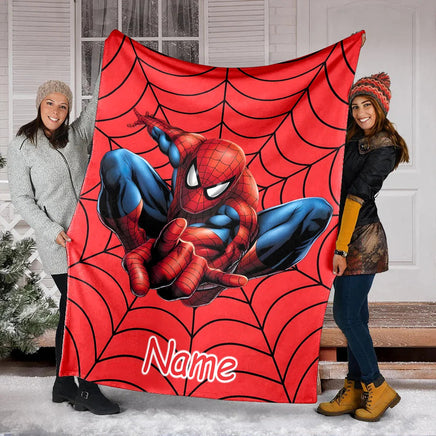 Customized Name Marvel Spider-Man Printed Blanket All Seasons Multi-purpose Blanket Suitable for Sofa, Camping, Travel, Car Style A