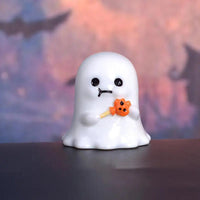 Halloween Miniature Ornament Pumpkin Resin Figurines Ornaments Ghost DIY Fairy Halloween Garden Adornments Ghost Doll Miniature