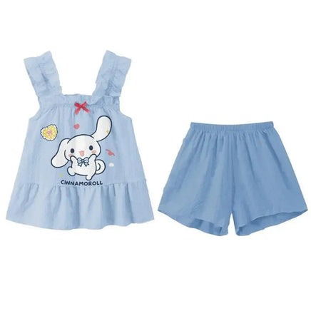 Sanrio Cinnamoroll Camisole Pajama Set Cute Homewear Girls Vest Sling Shorts Pajamas Suit Summer Comfortable Loungewear 2pcs/set black