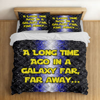 Sci-Fi "A Long Time Ago in a Galaxy Far, Far Away" Bedding Set - Space Themed Duvet Cover & Pillowcases
