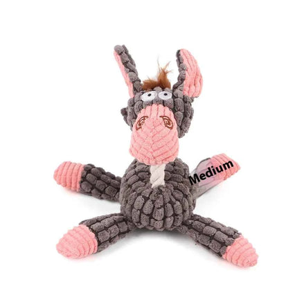 Donkey Plush Squeaky Dog Toy with Cotton Rope, Interactive & Chewable, Teeth Cleaning & Training Toy for Pets