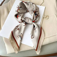 27.56" Paisley Print Small Square Scarf Simulated Silk Thin Neck Scarf Mature Style Sunscreen Headscarf For Women Lusy Store
