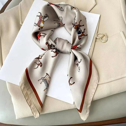 27.56" Paisley Print Small Square Scarf Simulated Silk Thin Neck Scarf Mature Style Sunscreen Headscarf For Women Lusy Store