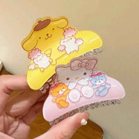 Anime Sanrio Kuromi Acrylic Clip Hello Kitty Cinnamoroll Hairpin Melody Pochacco Pompompurin Clip Girl Hairpin Shark Hair Clips