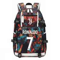 Messi C Ronaldo football bag star around high school students male and female large capacity backpack can be customized Colour red 15 inches