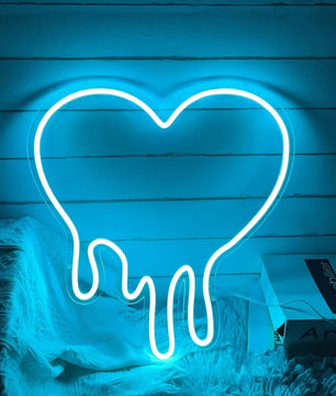 Melting Heart Neon Sign Bleeding Dripping Heart LED Light Home Wall Decor Bedroom Decoration