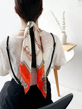 Lusy Store 2024 Luxury Brand Print summer Neck Tie Shawl Silk Square Scarf Women 70cm Hair Hand Wrist Headkercheif Hijab Bandana 