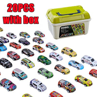 New Mini Alloy Car Model Set with Storage Box for Boys 20pcs with box